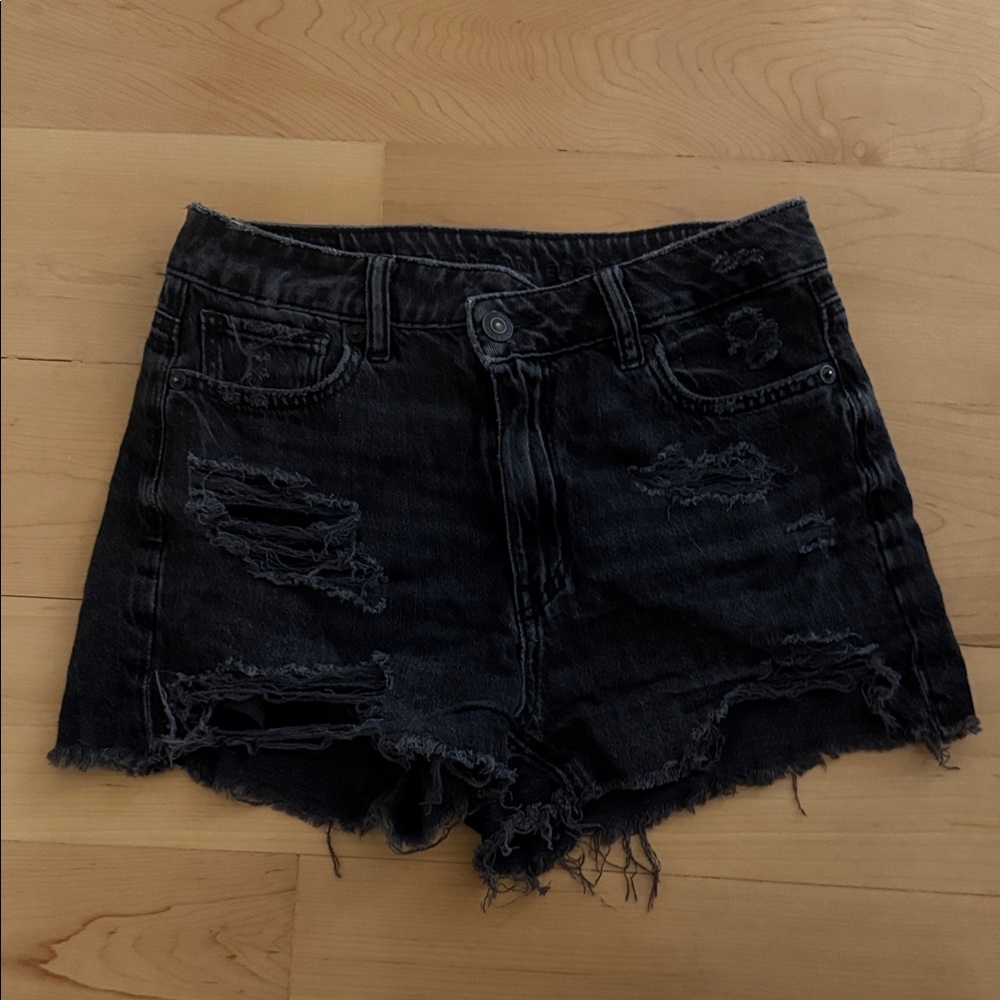 American Eagle Outfitters Black Distressed Jean Shorts